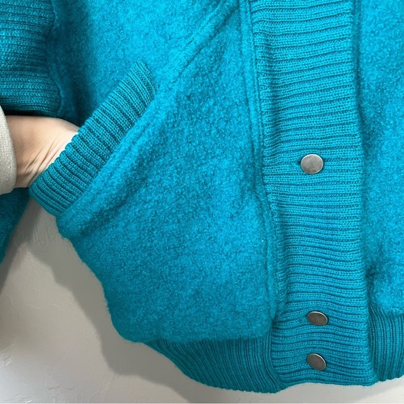 Vtg varsity Bomber Jacket 80s Blue Wool Preppy Colorful Retro sporty bright cute - Picture 5 of 13